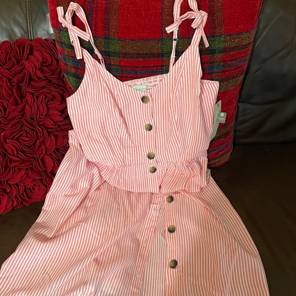 Stripe dress pink and white with buttons